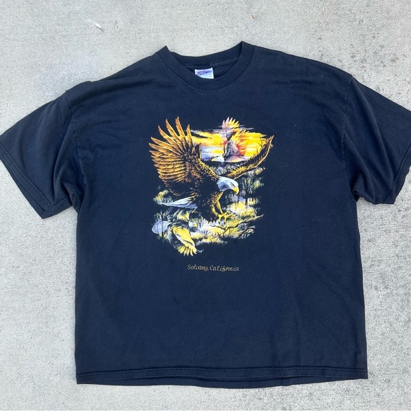Vintage Shirts Vintage Animal Tee Shirt Xxl Eagle Graphic Y2k Black Solvang California